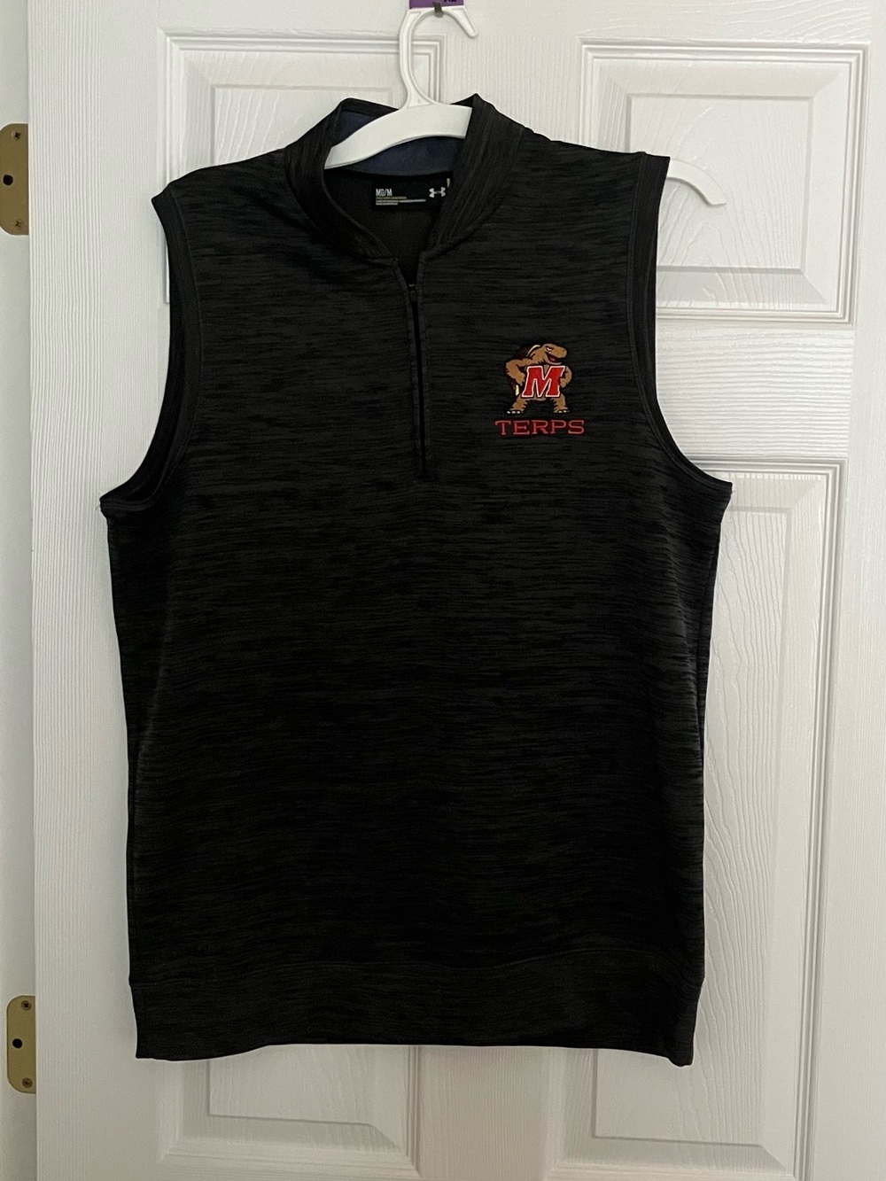 Under Armour Black Sleeveless Quarter-Zip with Maryland Terps Logo M